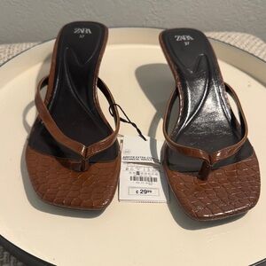 Zara Brown Croc Women's Sandals